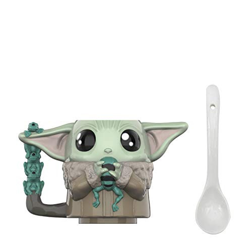Zak Designs Star Wars The Mandalorian The Child Baby Yoda Unique 3D Character Sculpted Ceramic Coffee Mug with Ceramic Spoon Collectible Keepsake and Wonderful Coffee Mug 11 5 ozBPA Free