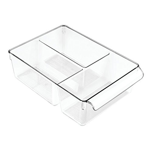 InterDesign Linus Pullz Kitchen Pantry Storage Organizer with Dividers - Food Container Drawer, Clear, Large