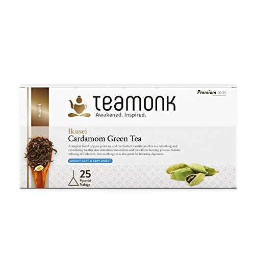 Teamonk Ikusie Cardamom Green Tea Bags 25 Tea Bags Cardamom Tea Bags for weight Loss Slimming Tea Bags 100 Pure Natural Cardamom Tea No Additives Teamonk Ikusie Cardamom Green Tea Bags 25 Tea Bags Cardamom Tea Bags for weight Loss Slimming Tea Bags 100 Pure Natural Cardamom Tea No Additives