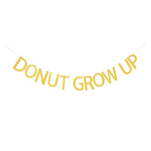 Gold Glitter DONUT GROW UP Banner, Baby Birthday Party Bunting Sign, Donut Theme Party Decorations Gold Glitter DONUT GROW UP Banner, Baby Birthday Party Bunting Sign, Donut Theme Party Decorations