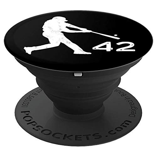 42 Number 42  Baseball Gift for Teens Boys Men Guys Black PopSockets Grip and Stand for Phones and Tablets