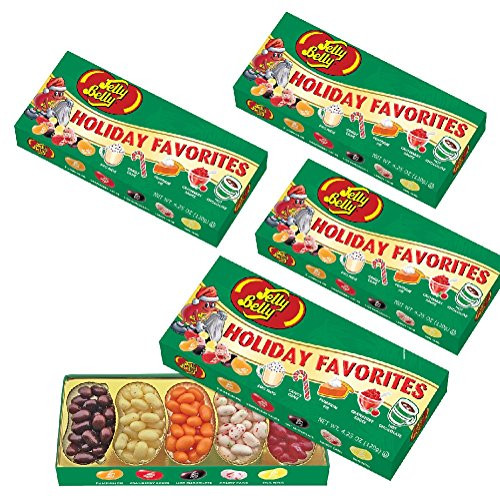 Set/4 Jelly Belly Christmas Holiday Favorite Flavored Candy Beans Gift Box