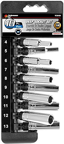 Performance Tool W36400 1/4-Inch Drive 6-point MET DW Socket Set, 10-Piece