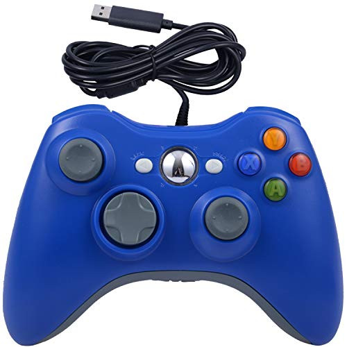USB Wired Game Pad Controller for Xbox 360 Xbox 360 Slim Windows PC  Replacement USB Wired Gamepad Blue