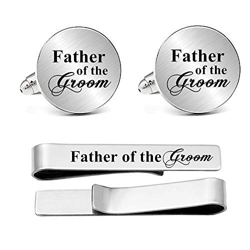 Kooer Custom Personalized Wedding Engraved Cuff Links Tie Clip Set Engrave Wedding Cufflinks Jewelry Gift Father of The Groom Set2