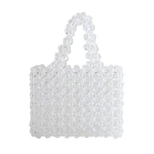 Women Beaded Bag Transparent Acrylic Tote Bags Handmade Weave Crystal Pearl Bags for wedding party transparent