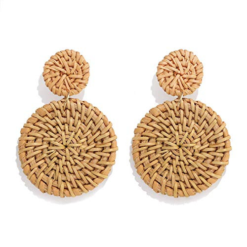 Rattan Woven Dangle Earrings Handmade Straw Wicker Braid Drop Earring Bohemian Satement Stud Earrings Rattan Disc Rattan Woven Dangle Earrings Handmade Straw Wicker Braid Drop Earring Bohemian Satement Stud Earrings Rattan Disc