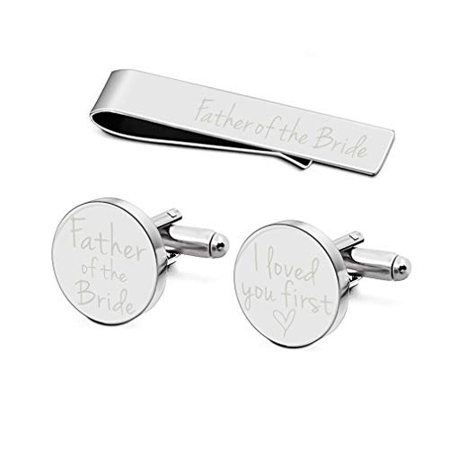 Father of the Bride Cuff links I loved You First Cuff links Wedding Cuff links Father Dad Cufflinks  Tie clip Bar Tack Silver Father of the bride