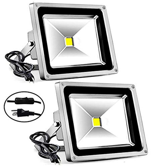 2 Pack 50W LED Flood Light Outdoor 6000lm Super Bright Security Work Light with Plug 5000K Daylight White IP66 Waterproof Outdoor LED Floodlight for Yard Garden Playground PartyBlack 2 Pack 50W LED Flood Light Outdoor 6000lm Super Bright Security Work Light with Plug 5000K Daylight White IP66 Waterproof Outdoor LED Floodlight for Yard Garden Playground PartyBlack