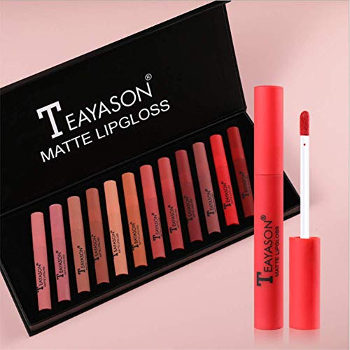12Pcs Matte Lip Gloss Set Velvety Liquid Lipstick Long Lasting Waterproof Lipstick Set with Gift Box