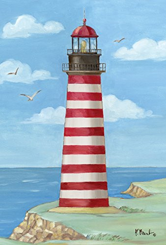 Toland Home Garden West Quoddy Head Lighthouse 28 x 40 Inch Decorative Coastal Maine Seagull Bird House Flag