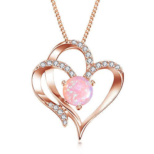 Opal Necklaces 5A Cubic Zirconia Heart Necklace 14K Rose Gold Plated Heart Pendant Necklace Jewelry Gifts Necklaces for women Opal Necklaces 5A Cubic Zirconia Heart Necklace 14K Rose Gold Plated Heart Pendant Necklace Jewelry Gifts Necklaces for women