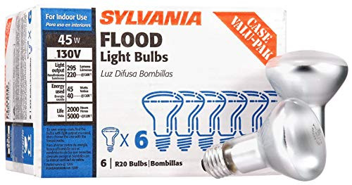 Sylvania 15676 R20 130Volt 45Watt Reflector Indoor Flood Light Bulbs Incandescent Light pack of 6