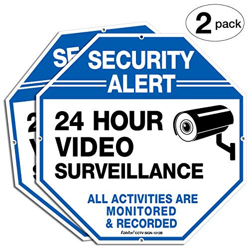 2Pack Video Surveillance Signs 12 x 12 Inches  040 Aluminum Security Warning Metal Reflective Signs Indoor Or Outdoor Use for Home Business CCTV Security Camera UV Protected  Waterproof