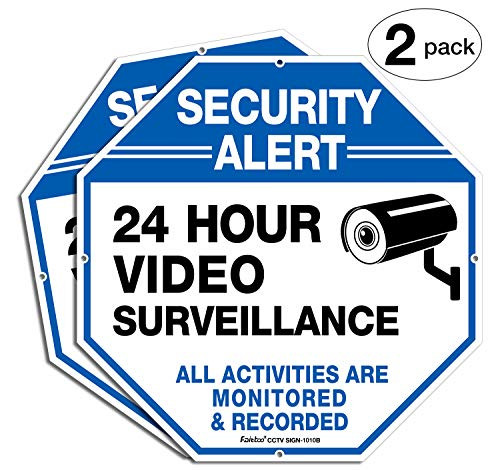 2Pack Video Surveillance Signs 10 x 10 Rust Free  040 Aluminum Security Warning Reflective Metal Signs Indoor or Outdoor Use for Home Business CCTV Security Camera UV Protected  Waterproof