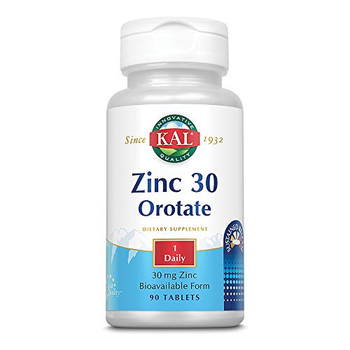KAL 5198482 Zinc Orotate Sustained Release 30mg  Nutritive Support for Normal Healthy Protein Synthesis Proper Growth Energy  Metabolism  90 Tablets