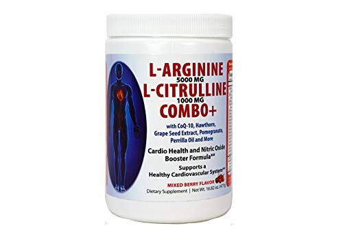 L arginine 5000 mg and L citrulline 1000 mg Combo Nitric Oxide Supplement Complex Cardio Heart Health Powder Tart Cherry Flavor 16 82 Oz