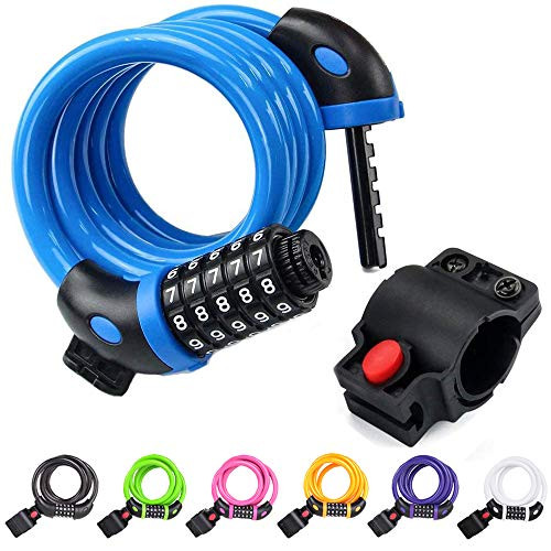 NDakter Bike Lock Cable4 Feet High Security 5 Digit Resettable Combination Coiling Bike Cable LockBicycle Cable Lock for Bicycle Outdoors 1 2mx12mm