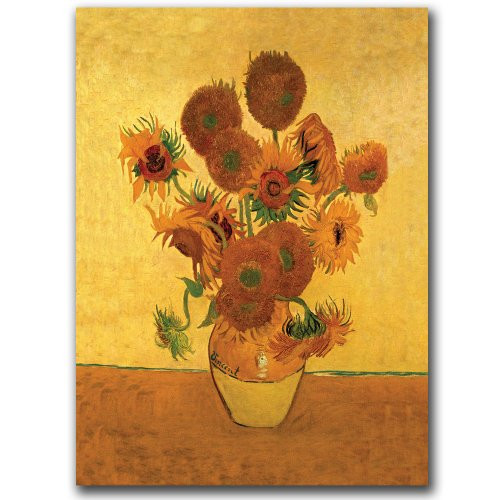 Trademark Fine Art Vase with Sunflowers by Vincent van Gogh, 14x19-Inch Canvas Wall Art