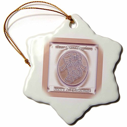 Beverly Turner Photography Pink Stocking 1st Christmas to Granddaughter Snowflake Porcelain Ornament, 3-Inch Beverly Turner Photography Pink Stocking 1st Christmas to Granddaughter Snowflake Porcelain Ornament, 3-Inch