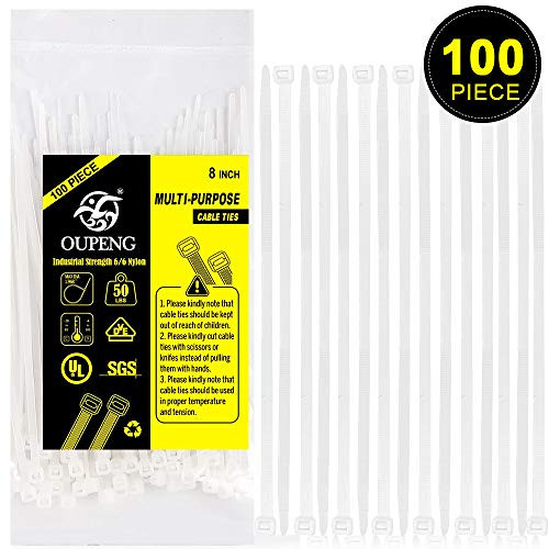 Nylon Zip Ties Heavy Duty 7 Inch 100 Pieces50 Pounds Tensile Strength Ultra Strong Plastic Wire Ties MultiPurpose Self Locking Cable Ties White