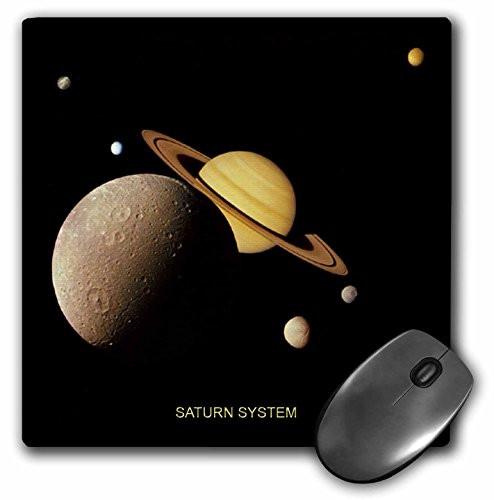 3dRose LLC 8 x 8 x 0.25 Inches Mouse Pad, Solar System Montage of Saturn System (mp_76852_1)