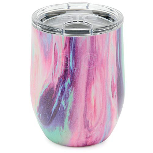 Seriously Ice Cold SIC 16 Oz  Stemless Wine Tumbler Mug Double Wall Vacuum Insulated 18/8 Stainless Steel  Powder Coated with Splash Proof BPA Free Lid  Wine and Cocktails