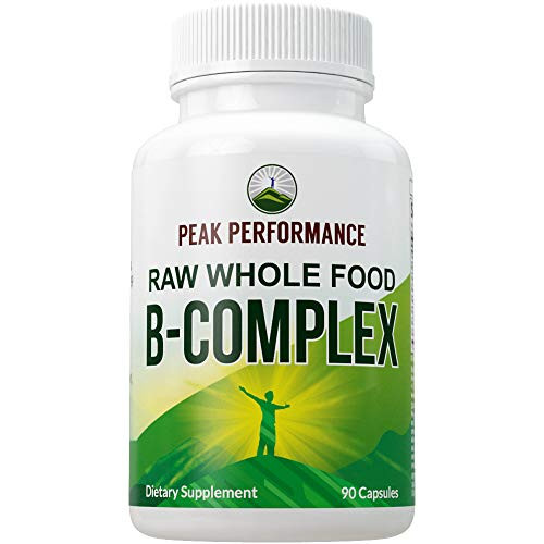 Raw Whole Food Vegan B Complex Supplement  Best BComplex with Vitamin B1 B2 B3 B5 B6 B7 B9 and B12  Vitamins Plus 25 Raw Whole Food Fruits and Vegetables  90 Capsules  Energy  Stress