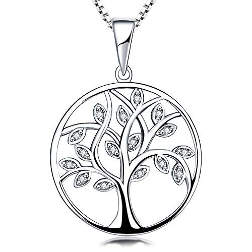YL Women s Tree Necklace Sterling Silver Cubic Zirconia Tree of Life Pendant Jewelry YL Women s Tree Necklace Sterling Silver Cubic Zirconia Tree of Life Pendant Jewelry
