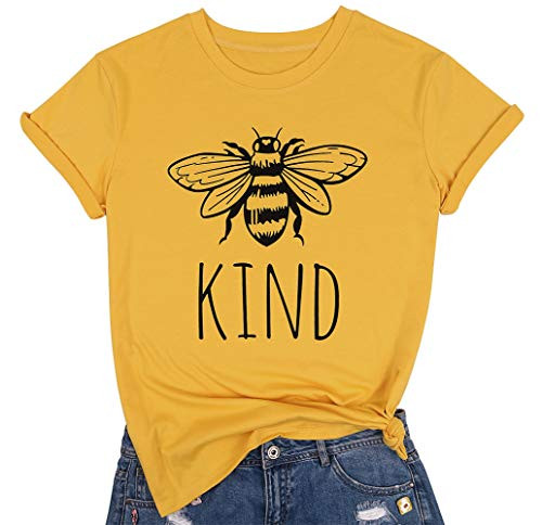 Bee Kind T Shirts Women Funny Inspirational Teacher Spring Tee Top Cute Graphic Blessed Shirt Blouse Yellow