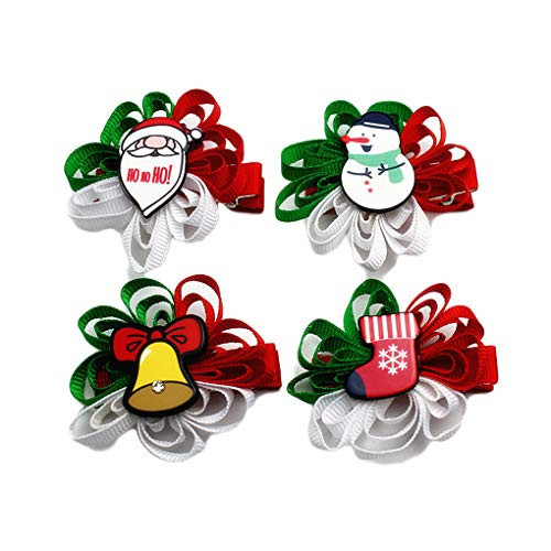 Christmas Girl Hair Bow Clip Hairpin Kids Headdress Hair Alligator Barrettes JHC05 4 PcsSet I