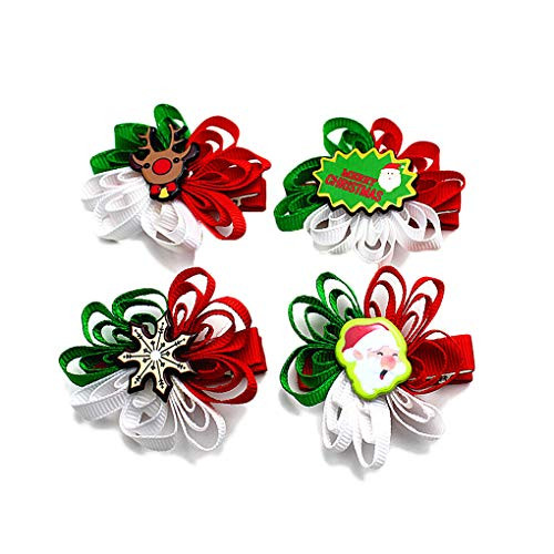 Christmas Girl Hair Bow Clip Hairpin Kids Headdress Hair Alligator Barrettes JHC05 4 PcsSet J