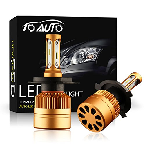 TOAUTO H4 LED Headlight Bulb with 3-Side Philips Chips, Xenon White 6000k 9003 HB2 Conversion Kits Bulbs 8000LM,Hi/Lo beam Lamps