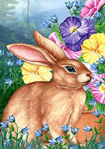 Toland Home Garden 1012306 Blooming Bunny 28 x 40 Inch Decorative, Spring Forest Flowers House Flag