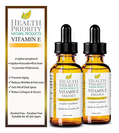 100 Natural  Organic Vitamin E Oil For Your Face  Skin  15000/30000 IU  Reduces Wrinkles  Fade Dark Spots  Raw Vit E Extract Sunflower  0 5 Fl Oz 2 pack