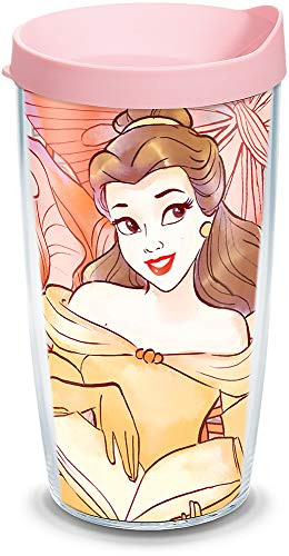 Tervis 1310730 Disney - Belle Floral Insulated Tumbler with Wrap and Pink Lid 16oz Clear