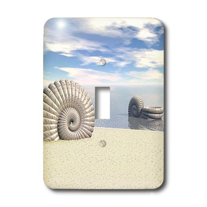 3dRose LLC lsp_20480_1 Summer Scene of Sandy Beach and Ocean Water with Shells - Single Toggle Switch