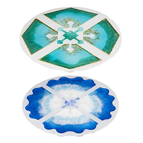 LET S RESIN Silicone Resin Coaster Molds2PCS Geode Agate Coaster MoldsInterlocked Epoxy Resin Casting Molds for Making Agate Geode Slice CoastersCup MatsJewelry Holders Dish Home Decoration