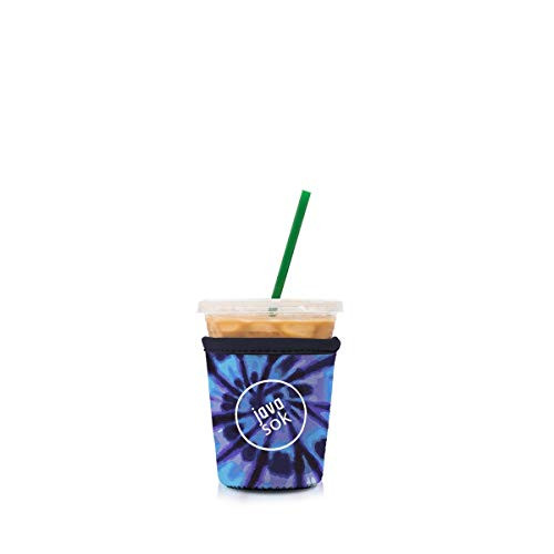 Java Sok Reusable Iced Coffee Cup Insulator Sleeve for Cold Beverages and Neoprene Holder for Starbucks Coffee McDonalds Dunkin Donuts More TieDye Blue 1620oz Small