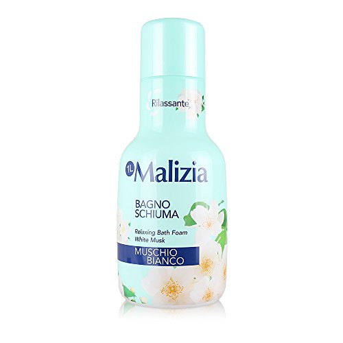 Malizia: Toning Bath Foam, White Musk Scent 33.8 Fluid Ounce (1000mL) Bottle [ Italian Import ]