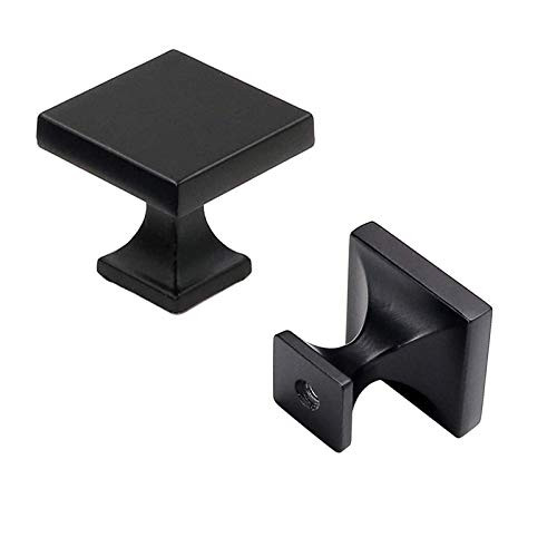 goldenwarm Black Kitchen Knobs Metal Drawer Knobs  LS6785BK Black Hardware for Cabinets Knobs for Dresser Drawers Square Cabinet Knobs 20Pack