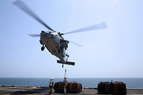 Posterazzi Poster Print Collection Marines Hook Cargo to an MH-60S Sea Hawk Helicopter Stocktrek Images, (17 x 11), Multicolored
