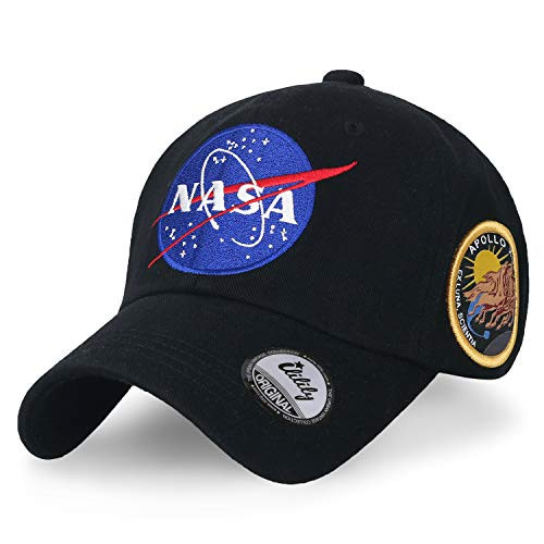 ililily NASA Meatball Logo Embroidery Baseball Cap Apollo 13 Patch Trucker Hat XL BlackXL