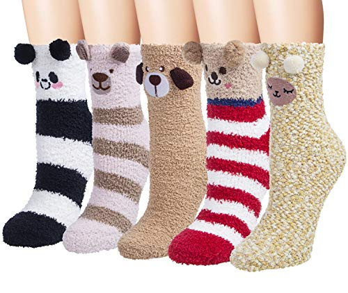 Loritta 5 Pairs Womens Fuzzy Christmas Socks Winter Cozy Soft Fluffy Cute Animal Warm Slipper Socks Gifts Animal E Loritta 5 Pairs Womens Fuzzy Christmas Socks Winter Cozy Soft Fluffy Cute Animal Warm Slipper Socks Gifts Animal E