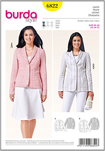 Burda Easy Ladies Smart Suit Jackets Sewing Pattern 6822