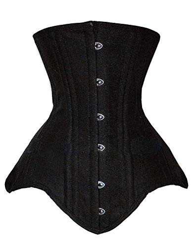 SHAPERX Womens Long Torso Waist Training Corsets Double Steel Boned Heavy Duty Underbust Body Shaper Wide HipsSZ1969Black2XL