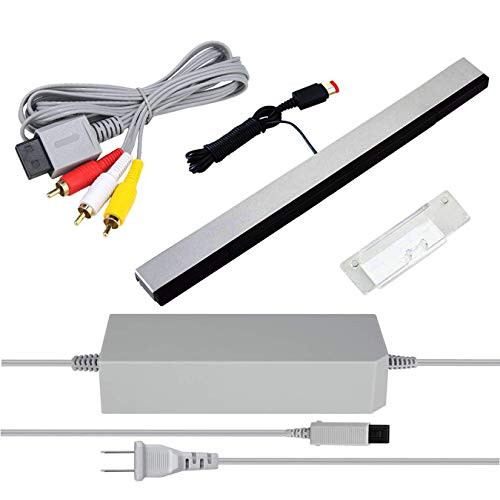 3 in 1 Wii AC Power Adapter  Composite Audio Video Cable and Wired Motion Sensor Bar for Nintendo Wii Wii U