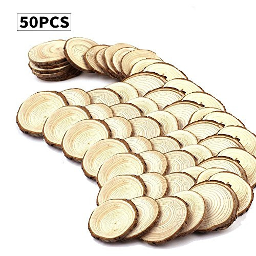 Fuhaieec 50pcs 2.8-3.2" Unfinished Natural Wood Circles with Tree Bark Log Discs for DIY Craft Christmas Rustic Wedding Ornaments Fuhaieec 50pcs 2.8-3.2" Unfinished Natural Wood Circles with Tree Bark Log Discs for DIY Craft Christmas Rustic Wedding Ornaments