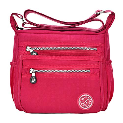 LassZone Casual Multi Pocket Nylon Messenger Bag Light Weight Canvas Crossbody Shoulder Handbag Purse