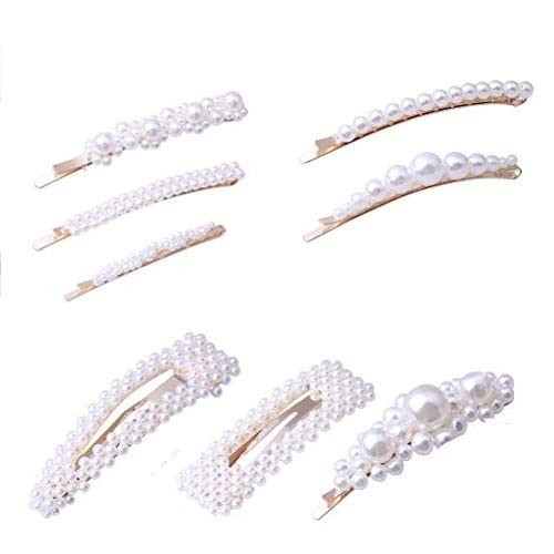 8 Pcs Pearls Hair Clips Color Scissor Pearls Hair Barrettes for Girls Women Wedding Bridal Artificial Pearl Hairpins Hair Accessories